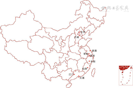 中国红木家具主要产地分布